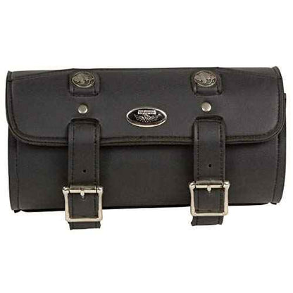Milwaukee Leather MP8520 Black Small PVC Motorcycle Windshield Tool Bag with Buffalo Nickel Snaps - One Size