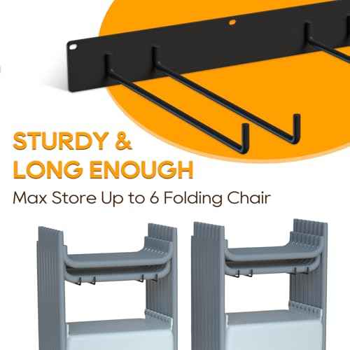 Folding Chair Storage Rack ? Heavy-Duty Wall Mount Hanger for Garage, Yard, Lawn Chairs ? Solid Metal, Holds 240 lbs ? Space-Saving Organizer for Camping & Beach Chairs (4)