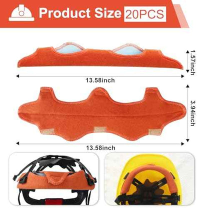 20 Pcs Reusable Sweat Bands for Hard Hats, Washable Cotton Hard Hat Liner and Comfort Pad