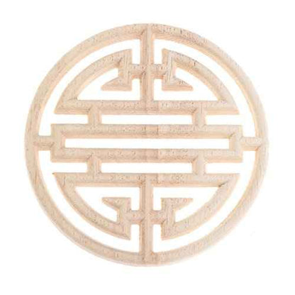 MUXSAM 2-Pack Wooden Carved Round Appliques Onlay, 3.94-Inch Dia Unpainted Wood Carving Craft Decals for Home Door Cabinet Furniture Cupboard Dresser Bed Wall Wardrobe Decor