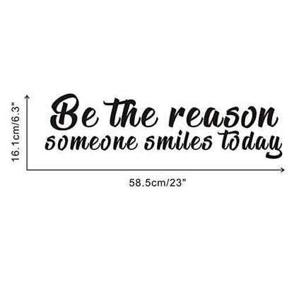 IARTTOP Inspirational Quote Wall Decal, Be The Reason Someone Smiles Today Motivational Saying Stickers,Positive Attitude Vinyl for Bedroom Living Room Classroom Decor,Black