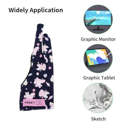 Artist Drawing Glove, Two-Finger Digital Art Glove for Drawing Tablet/Pen Display/Monitor Cute Rabbit Print Universal for Right and Left Hand, M Blackpink Color