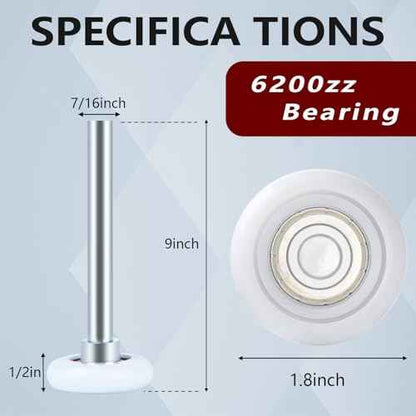 10 Pack 9" Stem 2" 13 Ball Nylon Commercial Grade Garage Door Roller, Quiet/Durable and High Load, Use 6200ZZ Double Seals Precision Bearings