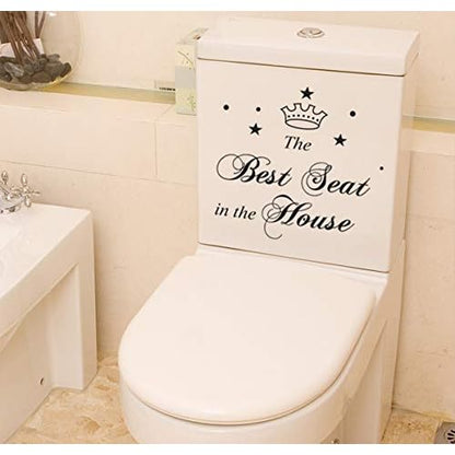 Maydahui 2 PCS Toilet Stickers The Best Seat in The House Wall Decal 11 Inch Funny Art Vinyl Quote Mural Sign Black for Bathroom Home Chair Closestool Sofa