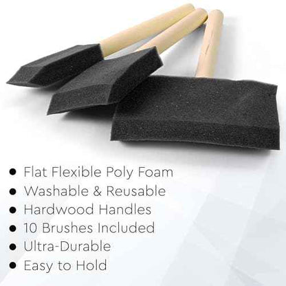20 Piece Flat Flexible Poly Foam Bevel-Tipped Brush Set with Wooden Handles Ideal for Applying Paint, Oil-Based Paints, Stain, Varnish, Enamel, Latex Paint Smooth Surfaces & Arts & Crafts