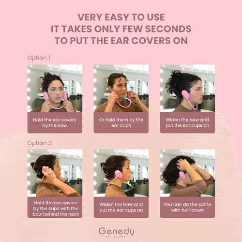 Ear Covers for Shower, Heat and Hair Dye Protection - Pink - Waterproof Ear Covers for Washing Hair - Reusable Silicone Ear Caps For Hair Dye - Ear Protectors From Heat Styling and Dryer