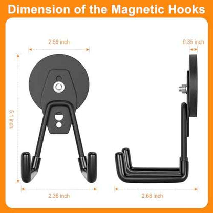ENUODA Strong Magnetic Hooks 6 Pack Large Rare Earth Magnet Hooks Heavy Duty Utility Magnetic Tool Holder for Garage Organization, Van, Barn, to Hang Bag, Coat, Power Tool, Toolbox, Shovel, Broom