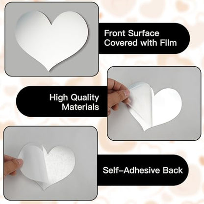 25 PCS Mirror Wall Decor, Acrylic Removable Heart Shape Mirror Stickers, DIY Self-Adhesive Wall Decor for Home Living Room Bedroom Bathroom Kitchen Sofa TV Background Decoration(Silver)