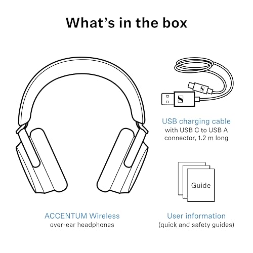 Sennheiser ACCENTUM Wireless Bluetooth Headphones – Hybrid ANC Noise Cancelling, 50‑Hour Battery, Lightweight Over‑Ear Design, Clear Calls, Travel & Work Headset, White