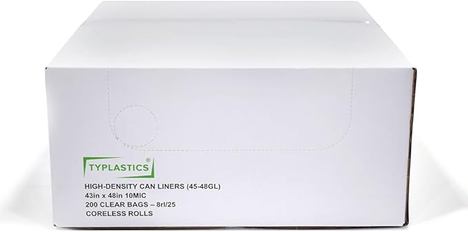TYPLASTICS 45-48 Gallon Clear Trash Can Liners