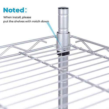 JS HANGER Wire Shelving Unit with Wheels, 5-Tier Heavy Duty Height Adjustable Rolling Metal Shelves for Storage, 550 lbs Capacity, 23.23''W X 13.4''D X 71''H, Silver