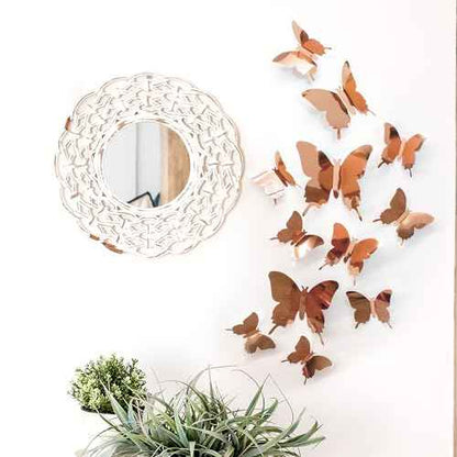 Butterfly Wall Decal Room Decor, Rose Gold Butterfly Wall Decor 24 pcs, Party Decor, Wedding Decoration, Aesthetic Butterflies Stickers for Bedroom