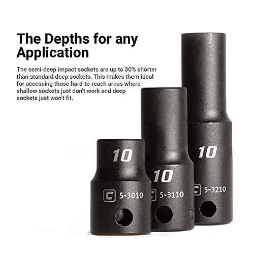 Capri Tools 3/8 in. Drive 10 mm Semi-Deep Impact Socket