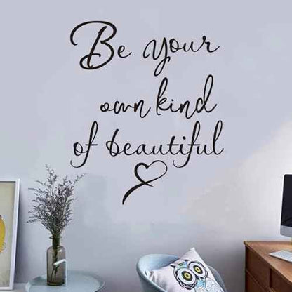 Inspirational Quotes Bedroom Wall Stickers: Women Beautiful Home Positive Vinyl Art Wall Decals - Living Room Bathroom Kitchen Family Wall Decor - Be Your Own Kind of Beatiful 15" X 18"