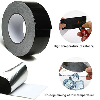 2 Inch 20M Black Aluminum foil Tape, Professional Grade Roll Adhesive Sealing Duct Tape for HVAC, Refrigerator, Freezer, Insulation, Patching Hot & Cold Air Ducts, Sealing, etc. (20M)