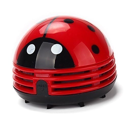 E ECSEM Mini Portable Handheld Cordless Tabletop Crumb Sweeper Desktop Dust Vacuum Cleaner Cute Cartoon Battery Operated
