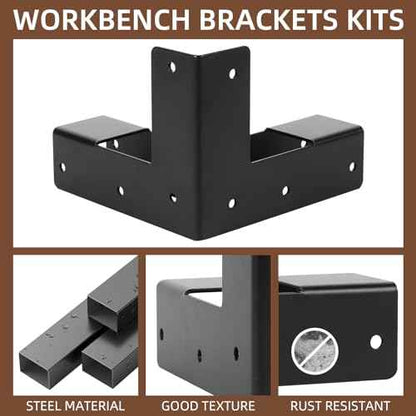 Work Bench Brackets, 8 Pieces 2 x 4" Steel Corner Brackets Right Angle Corner Support Bracket for DIY Shelving Work Table Furniture Repairs (Actual 1.5"x3.5")