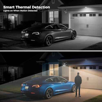 Solar Battery Powered Dummy Fake Security Cameras for Outside with PIR Thermal Sensor Warning Light, Motion Activated Floodlights, IP66 Waterproof 2 Pack