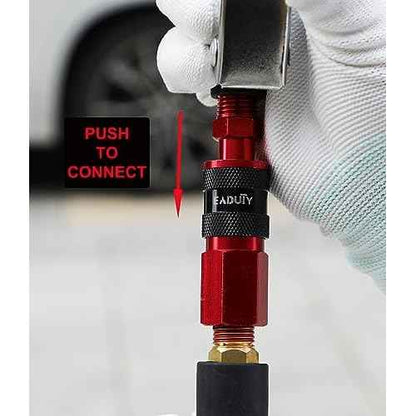 Hybrid Air Hose 1/4 In. x 50 ft, Lightweight, Flexible, Durable Air Compressor Hose with Aluminum Universal Quick Coupler and Industrial Plug, Red