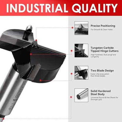 Mollom 11/16" (17.5mm) Forstner Drill Bit for Precise Woodworking with Durable YG8 Carbide Thickness of 1.7mm,This Hinge Cutter Tool is Ideal for Hard Wood, Plastic, Plywood