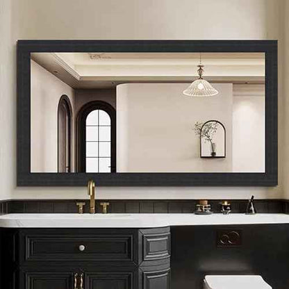 10M Black Mirror Border Wood Grain Wallpaper Border Removable PVC Peel and Stick Bathroom Mirror Frame Border Tape (Black, 3.1 Inch x 33FT)