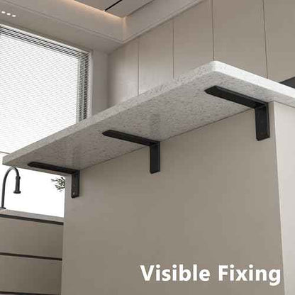 4-Pack 8 Inch Countertop Support Brackets, Heavy Duty L Brackets for Quartz/Wood/Laminate/Granite Countertops | 3/8" Thick Metal Steel | Frosted Black Powder Coated