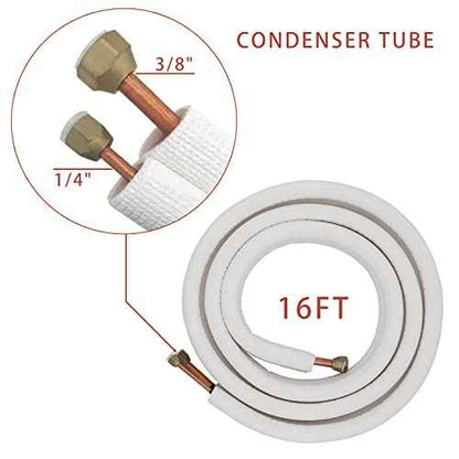 Mini Split Line Set 1/4" & 3/8" Insulated Copper Aluminum Line Set -16FT Copper Aluminum Pipes,Mini Split Air Conditioner (1/4+3/8)