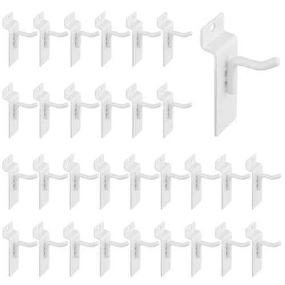 1" Slatwall Hooks, White, 30 Pack Slat Wall Paneling Display Hooks, Slatwall Accessories for Retail Home Efficient Storage