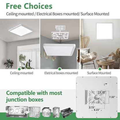 16 Inch Square LED Flush Mount Ceiling Light 2 Pack, 40W 4000LM, 3000K/4000K/6000K CCT Selectable, White Super Slim Low Profile Ceiling Light Firxtue for Bedroom/Kitchen/Living room/Dinning room