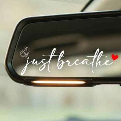 (3 Pcs) Just Breathe Mirror Sticker Inspirational Quote Vinyl Decal for Christian Believers Ideal for Car Rear View Mirror Window Laptop or Motorcycle 4 Inches
