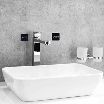 PATIKIL Self Stick Hot/Cold Water Label, 2 Pairs/4 Pack Acrylic Square Sticker Signs for Faucets Sinks, Black