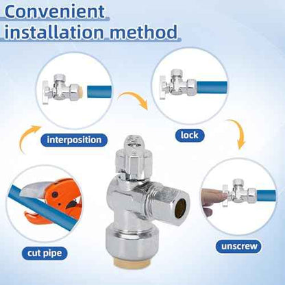 12PCS Push Angle Stop Valve 1/2"x3/8" - No Lead Brass Angle Stop Valve Push to Connect, Easy Install Sink Shut Off for Toilet & Faucet Plumbing, Durable Compression Fit Technology Topfurn