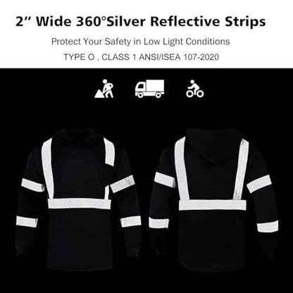 VENDACE 3pcs Safety Reflective High Visibility Long Sleeve Shirts Class 3 Hi Vis Construction Breathable Work Shirts for Men