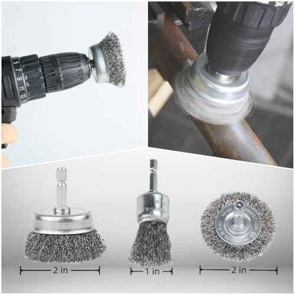 10 Pack Wire Brush for Drill, Carbon Steel Wire Wheel Brush, Cup Brush, Pen Brush Set with 1/4-Inch Hex Shank for for Cleaning Rust, Stripping and Abrasive