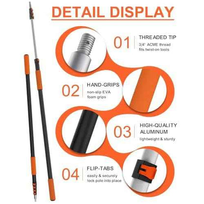 AgiiMan 5 to 20 FT Fruit Picker Pole - Reach to 26 FT Fruit Picker with Telescopic Extension Pole, Lightweight and Sturdy Aluminum Telescopic Pole, Easy to Assemble Fruit Picking Basket