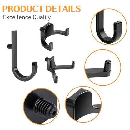 9 Pcs ABS Storage Shed Tool Hooks, Heavy Duty Shed Accessories & Hooks - Compatible with Suncast & Craftsman Sheds, Black J/U/V Shape for Organizing Ladders, Hoses & Garden Tools in Outdoor Sheds.