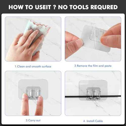 Hooks for Outdoor String Lights - 300 Pack with Adhesive Strips - No Damage, No Tools, No Holes, Waterproof and UV-Resistant, Perfect for Christmas and Patio Decor