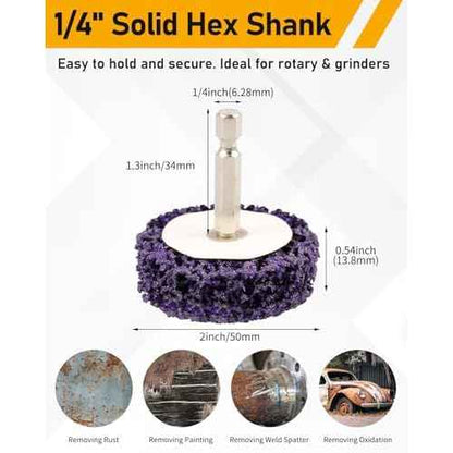Paint Stripper Discs, 2" Effective Paint Remover for Metal, 5 PCS Quick Change Paint Eater with 1/4" Hex Shank, for Grinding Wood, Metal, Plastic and Fiberglass.