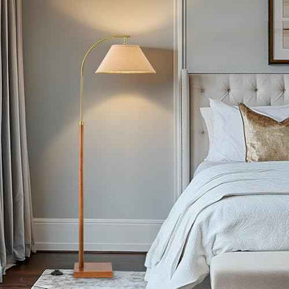 63" Floor Lamp for Living Room with Foot Switch Wood Standing Lamp Tall Lamp Mid Century Modern Arc Floor Lamps for Bedroom Office Industrial Reading