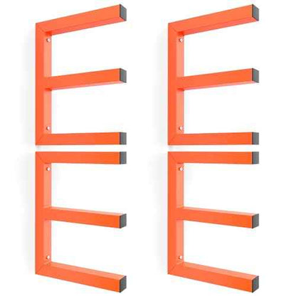 Ultrawall Lumber Storage Rack Wall Mount Wood Storage Racks, Metal Wood Organizer Racks for Shed, Workshop, Garage, Holds Up 220 LBS Per Level (Pack of 4, Orange)