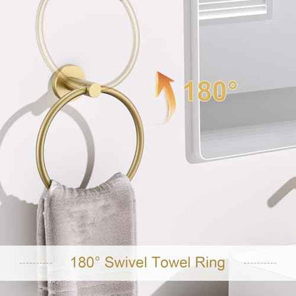 Brushed Gold Bathroom Hardware Set, 5 Pieces Gold Towel Bar Bathroom Accessories, Upgraded Toilet Paper Holder with Shelf Set, 23.6 Inch Towel Rack Towel Holder for Bathroom Wall