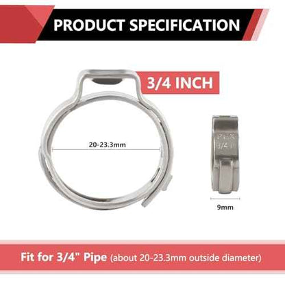 100-Pack EFIELD 3/4-inch Stainless Steel Pex Cinch Clamp Rings for Pex Tubing Pipes,(CLAMP018)