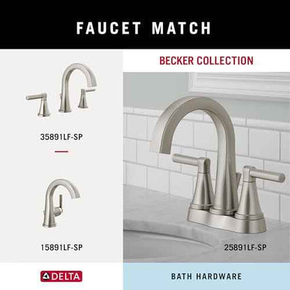 Delta Faucet Becker 3-Piece Bathroom Set, SpotShield Brushed Nickel, 18"/24" Towel Rack, Toilet Paper Holder, Ring BCK63-DN