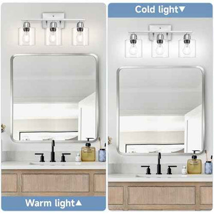 Modern Brushed Nickel 3 Light 19 inch Vanity Lights for Bathroom with Clear Glass, Bathroom Lighting Fixtures Over Mirror for Mirror Kitchen Living Room Hallway Cabinet Porch