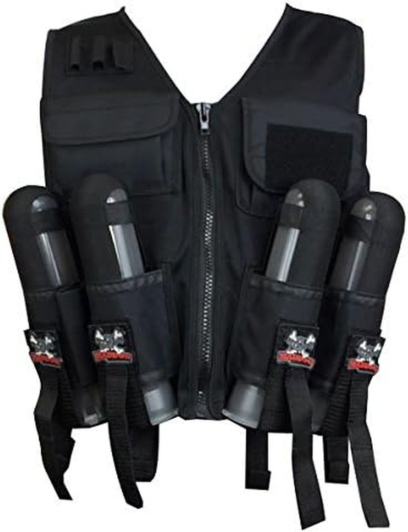 Lightweight Tactical Paintball Vest - Holds 4 Pods & 90ci Tank | Adjustable Fit