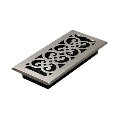 Decor Grates (4-Pack) SPH410-NKL Scroll Design Floor Register, 4x10 Inches, Brushed Nickel Finish