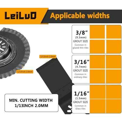 LEILUO 4Pcs Black Large Size Diamond Oscillating Multi Tool Blades for Grout Removal tool, Alloy tool Cleaning Mortar Fit DeWalt Milwaukee Makita Ryobi and More