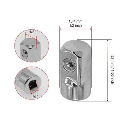 2pcs 1/4 Drive to 1/2 Inch Socket Adapter, Female to Male Socket Wrench Adapter, Impact Driver Socket Adapter for Impact Wrench Extentsion Conversion Tool