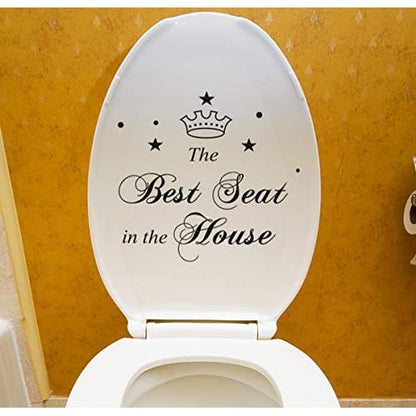 Maydahui 2 PCS Toilet Stickers The Best Seat in The House Wall Decal 11 Inch Funny Art Vinyl Quote Mural Sign Black for Bathroom Home Chair Closestool Sofa