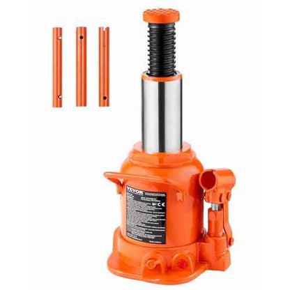 VEVOR Hydraulic Bottle Jack, 20 Ton/44092 lbs Low Profile Welded Bottle Jack with 6.69''-12.6'' Lifting Range & 3-Section Long Handle, for Car, Pickup, Truck, RV, Auto Repair, Industrial Engineering